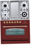 ILVE PN-90F-MP Red Kitchen Stove, type of oven: electric, type of hob: combined