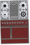 ILVE QDC-90B-MP Red Kitchen Stove, type of oven: electric, type of hob: combined