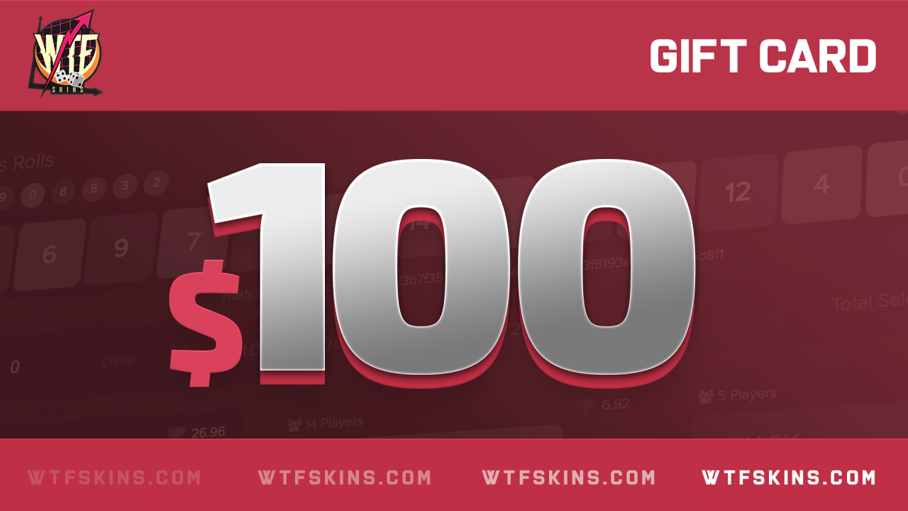 WTFSkins 100 USD Gift Card, $117.15