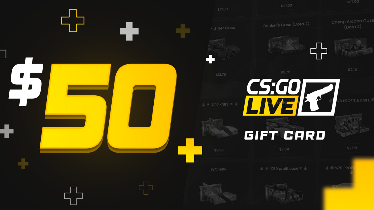 CSGOLive 50 USD Gift Card, $58.58