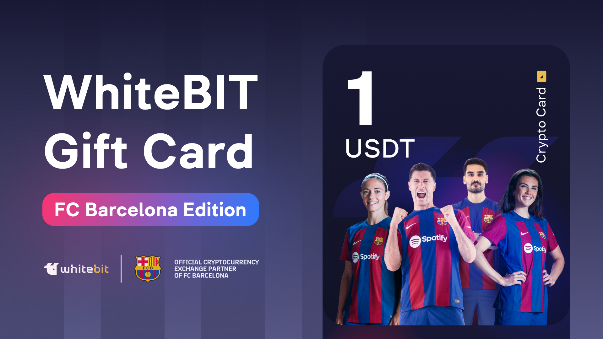 WhiteBIT - FC Barcelona Edition - 1 USDT Gift Card, $1.39