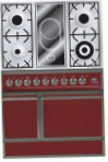 ILVE QDC-90V-MP Red Kitchen Stove, type of oven: electric, type of hob: combined