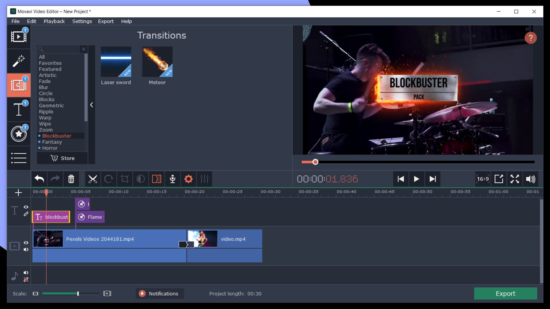 Movavi Video Editor Plus 2020 - Cinematic Set Effects DLC Steam CD Key, $0.68