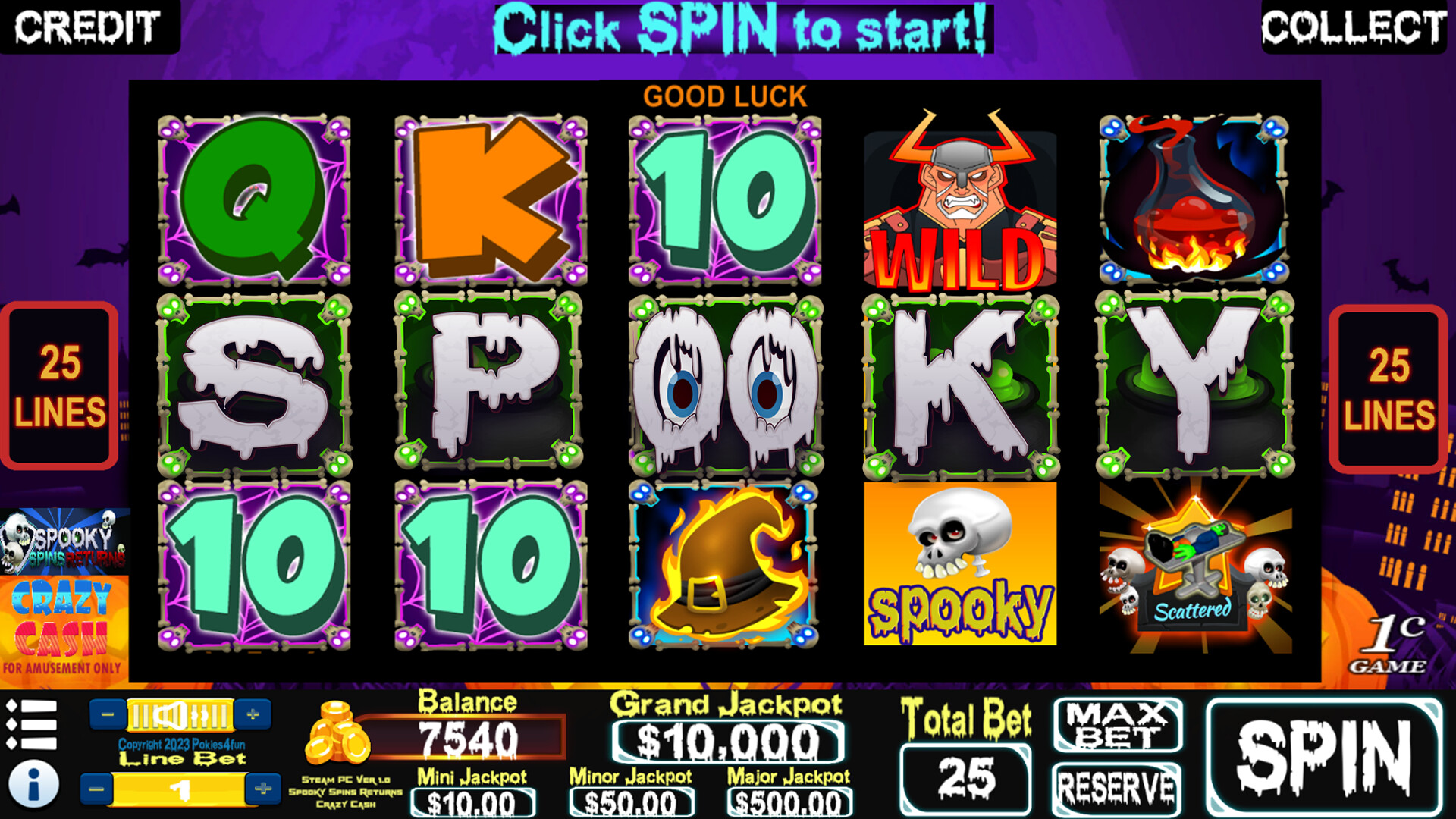 Spooky Spins Returns : Crazy Cash Edition - Slots Steam CD Key, $9.79